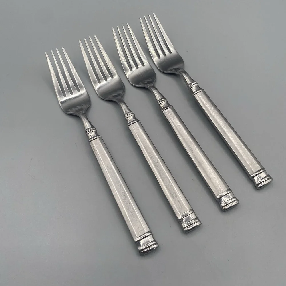 Hampton Silversmiths OPTIMUM 4pcs Salad Forks Frosted Stainless Flatware 6-7/8